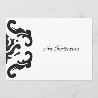 Evening Wedding Reception Black & White Damask Invitation