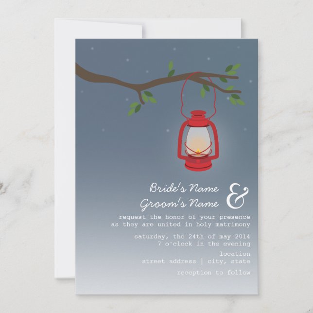 Evening Wedding - Red Oil Lantern Invitation (Front)