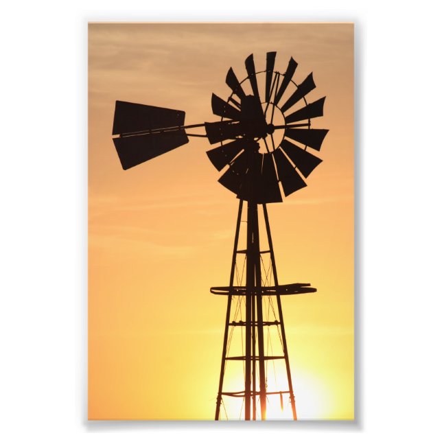 Evening Windmill Silhouette Photo Print (Front)