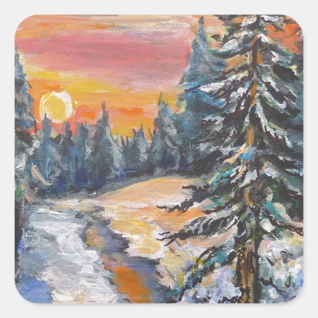 Eveningsnow5.jpg Square Sticker (Front)