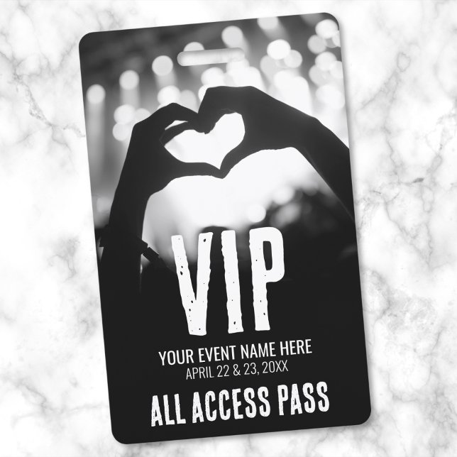 Event All Access Pass Black White VIP Badge (Event All Access Pass VIP Badge)