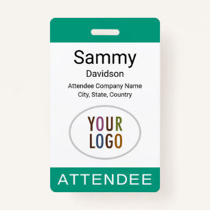 Event Attendee Badge Logo Lanyard Clip Reel Green