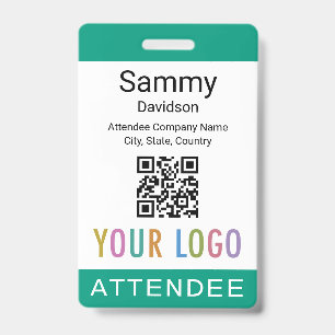 Event Attendee Badge QR Code Logo Emerald Green