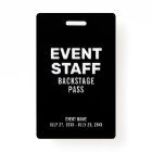 Event Backstage Pass Event Staff Black ID Badge