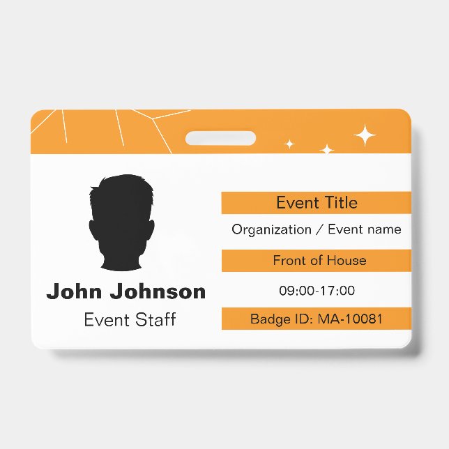 Event badge is customizable. (Front)