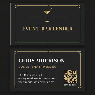 Event Bartender QR Code Professional Business Card