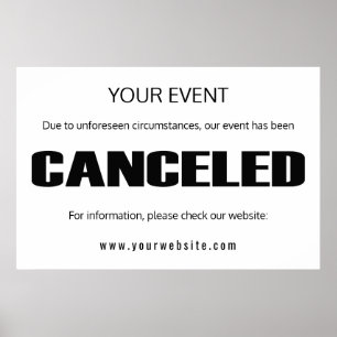 Event cancellation announcement simple big sign