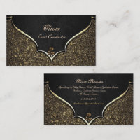 Event Coordinator Elegant Black & Gold Rose