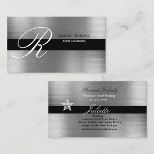 Event Coordinator Silver & Black Business Cards