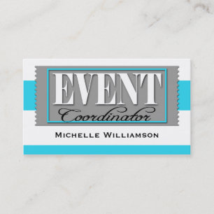 Event Coordinator Ticket Aqua Blue Business Cards
