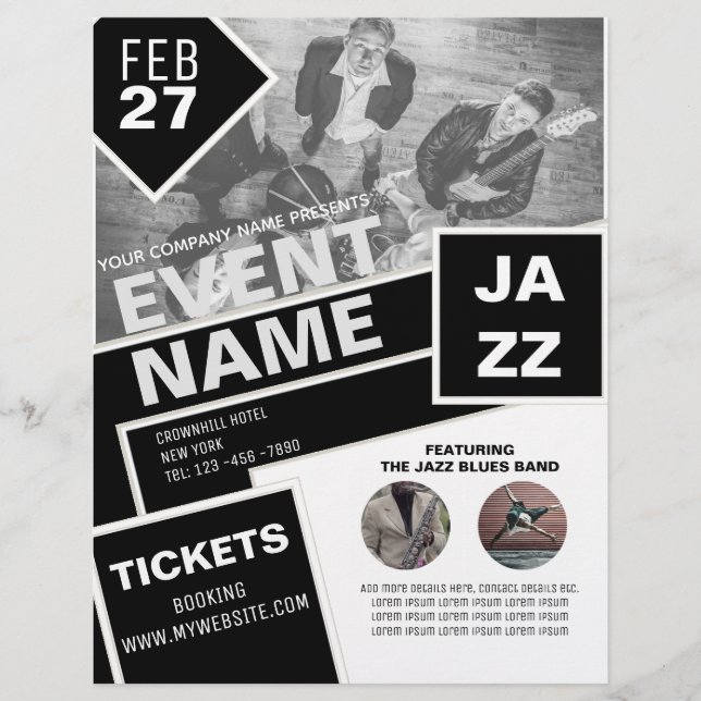 EVENT Flyer Template Entertainment Black White (Front)