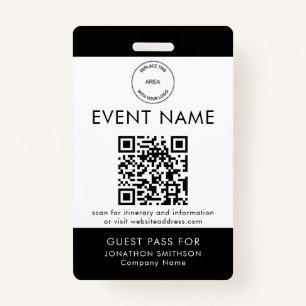 Event Logo QR Code Guest Pass Name Any Colour Badg Badge