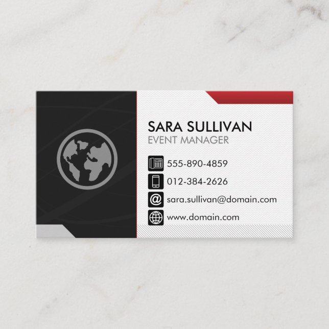 Event Management Planner Business Card (Front)