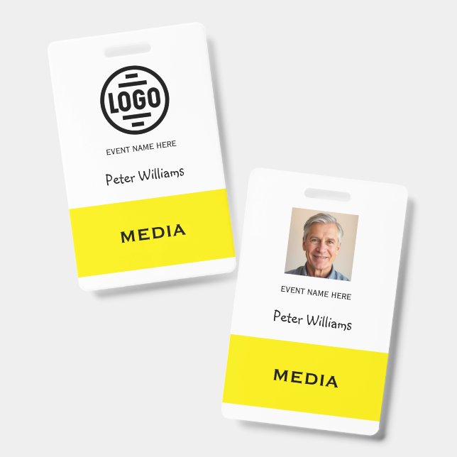 Event Media Photo ID Badge Pass (Front & Back)