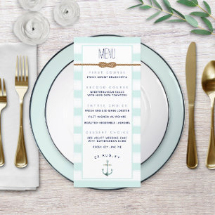 Event Mint & White Striped ⚓Nautical Knot Wedding  Menu