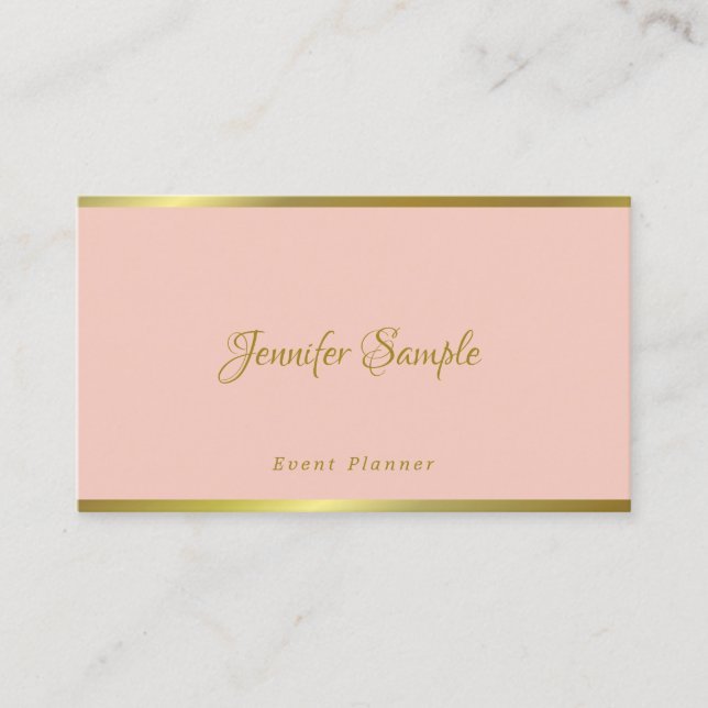 Event Modern Elegant Hand Script Pink Gold Beauty Business Card (Front)