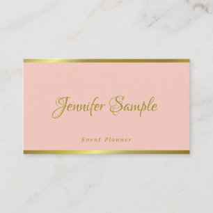 Event Modern Handwritten Script Elegant Pink Gold Business Card
