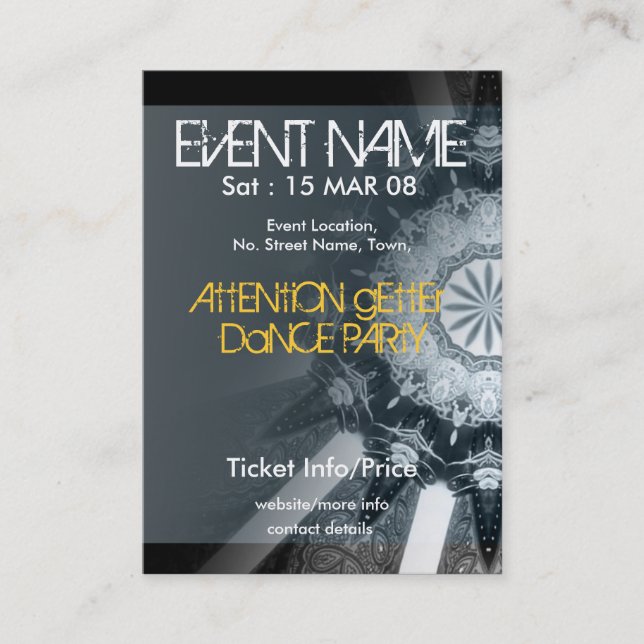 EVENT PARTY miniFLYER #002 Business Card (Front)