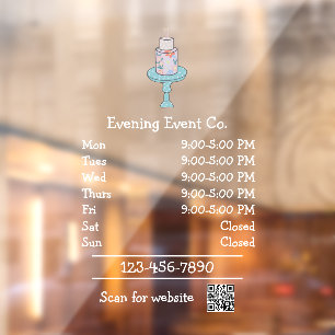 Event Party Planning Business Hours Window Cling