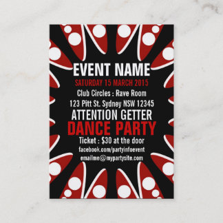 EVENT PARTY Red White Black Mini Flyers Business Card