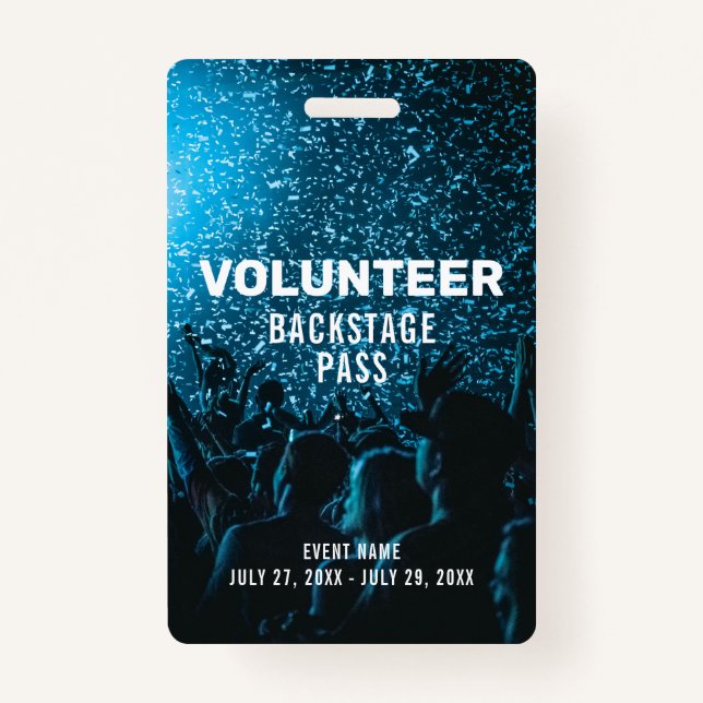 Event Photo Backstage Pass Event Volunteer Badge (Front)
