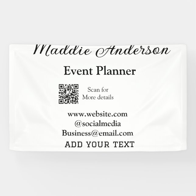 Event planner add name Q R code details website em Banner (Horizontal)