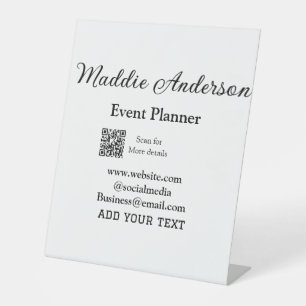 Event planner add name Q R code details website em Pedestal Sign