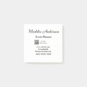 Event planner add name Q R code details website em Post-it Notes