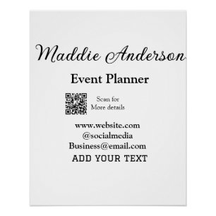 Event planner add name Q R code details website em Poster