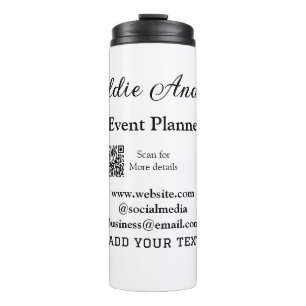 Event planner add name Q R code details website em Thermal Tumbler