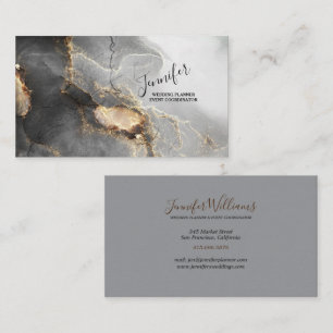 Event Planner Beautiful Black, Grey & Gold Marble Business Card