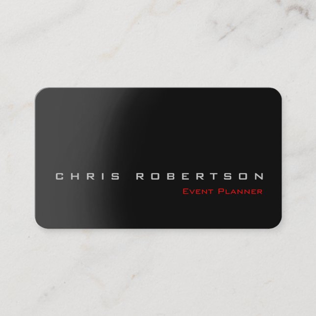 Event Planner Black Grey Red Stylish Business Card (Front)