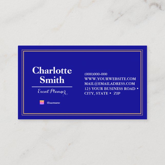 Event Planner Blue Repeat Pattern Business Card (Back)