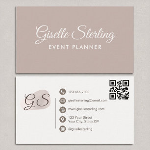 Event Planner Blush Mauve Modern Elegant QR Code Business Card