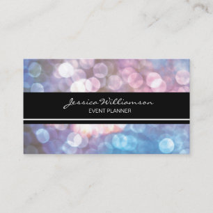 Event Planner bokeh, sparkle, trendy Business Card
