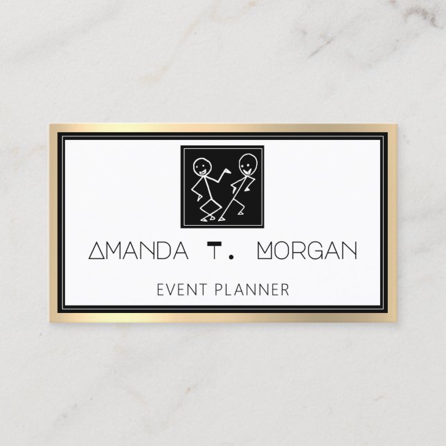 Event Planner Dance Wedding Blogger Modern Gold Business Card (Front)
