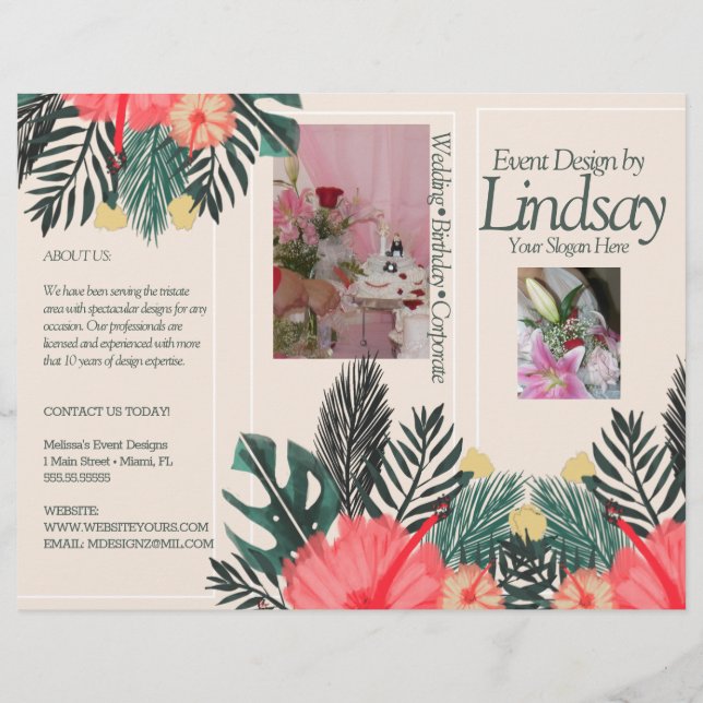 Event Planner Decorator Pricing Floral Brochure  (Back)