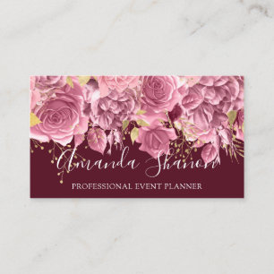 Event Planner Drips Roses QR Code Logo Custom  Business Card