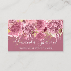 Event Planner Drips Roses QR Code Logo  Floral  Business Card