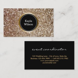 Event Planner   Elegant Faux Glitter Gold Business Card