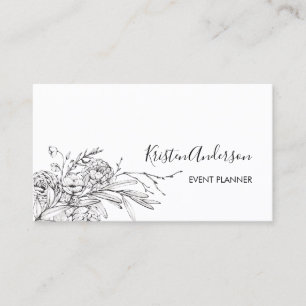 Event Planner Hand Drawn Floral  Business Card