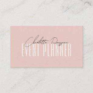 Event Planner Modern Typography Script Blush Pink Business Card