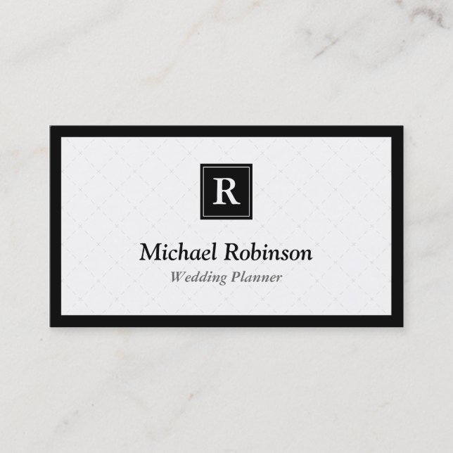 Event Planner - Simple Elegant Monogram Business Card (Front)