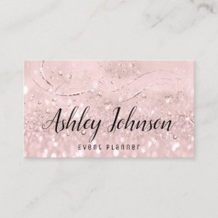 Event Planner Wedding Bridal Pink Rose Gold Spark Business Card