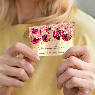 Event Planner Wedding Rose Gold Drip Logo QR Code Business Card