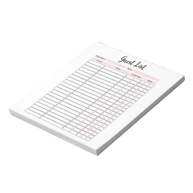 Event Plannig Guest List Notepad (Rotated)