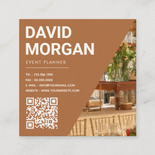Event Planning Bold Typography Qr Code Photo Square Business Card