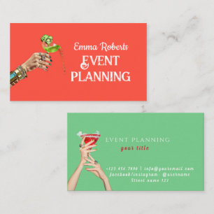 Event Planning Colourful Coctail Business Card