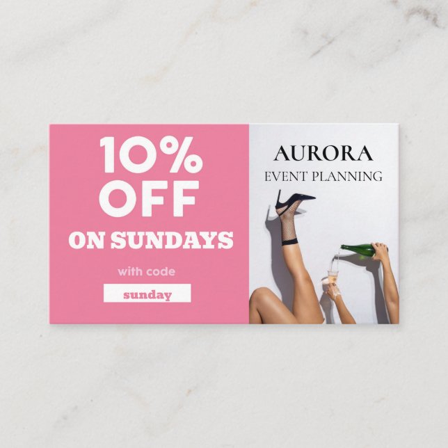 Event Planning Discount Sale Business Card (Front)
