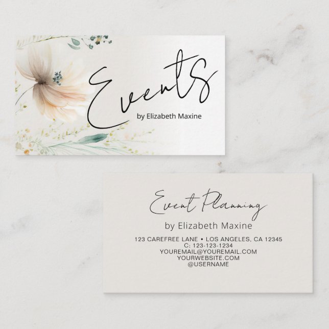 Event Planning Modern Boho Business Card (Front/Back)